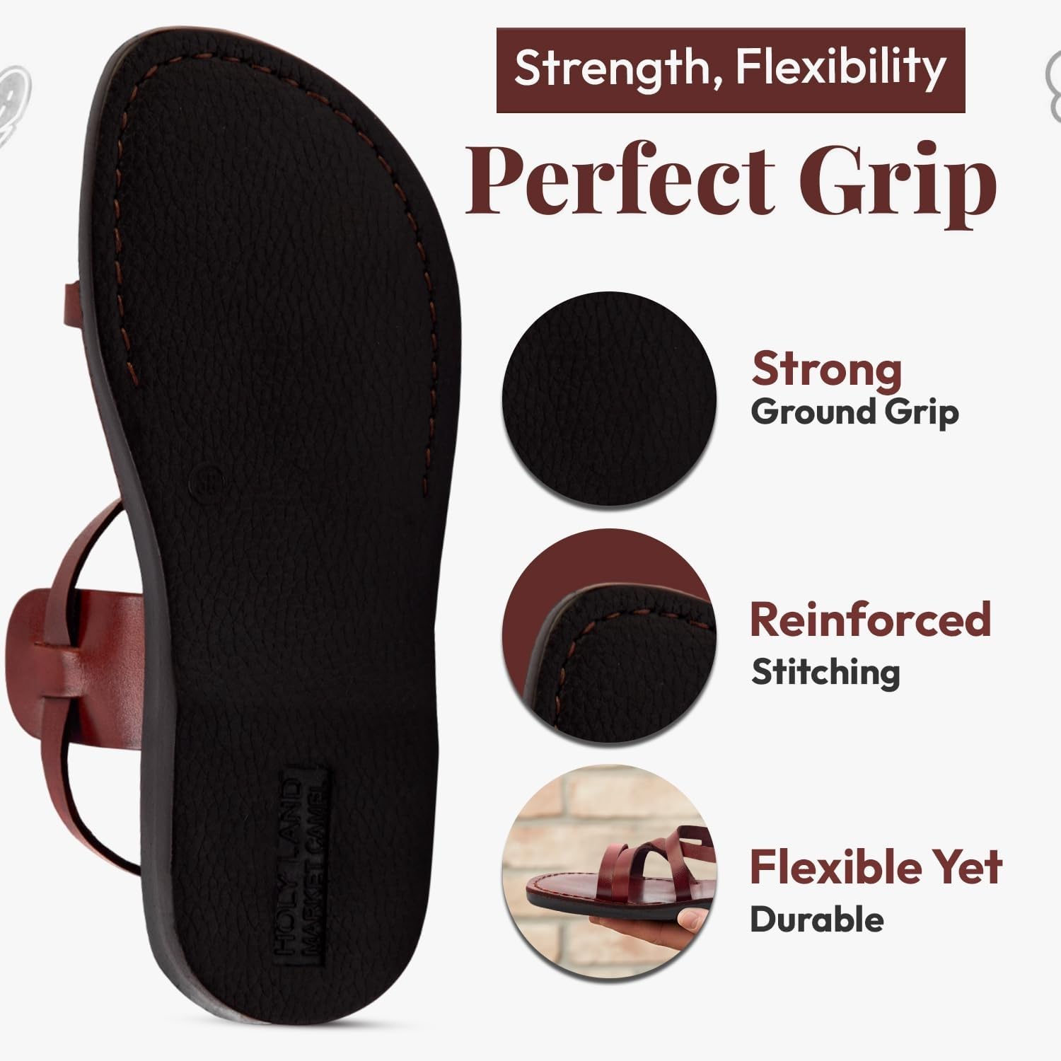 Heiligen Land Markt Camel Herren Echtleder biblischen Sandalen/Flip Flops