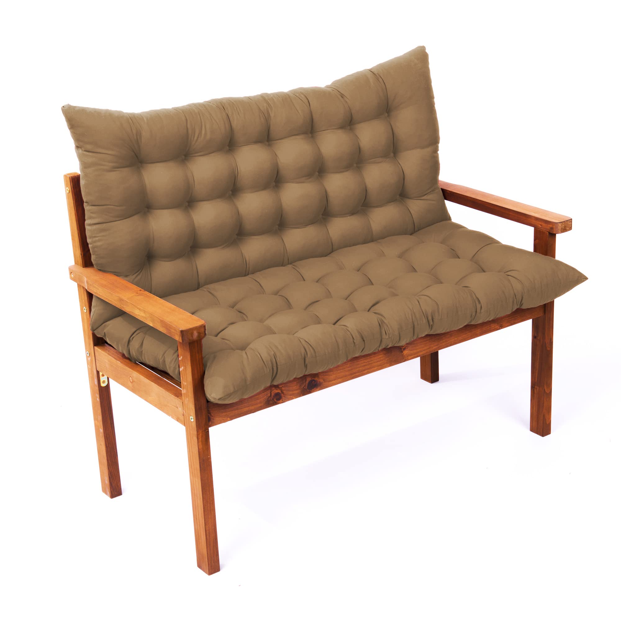Grube poduszki na ławkę ogrodową z oparciem, na patio, na zewnątrz, na patio, do 2-, 3-osobowej, huśtawki, relaksacyjne, khaki, 150 x 100 x 8 cm