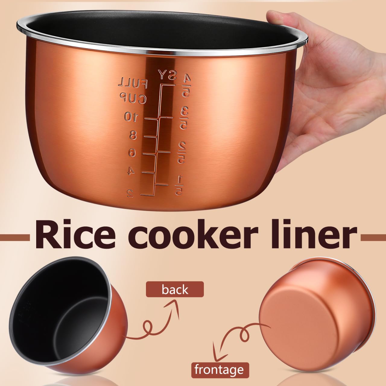 Sewroro Autocuiseur électrique de 5 L - Pot intérieur anti-adhésif en alliage d'aluminium - Bol de cuisson de rechange pour cuiseur à riz et préparation de repas polyvalente