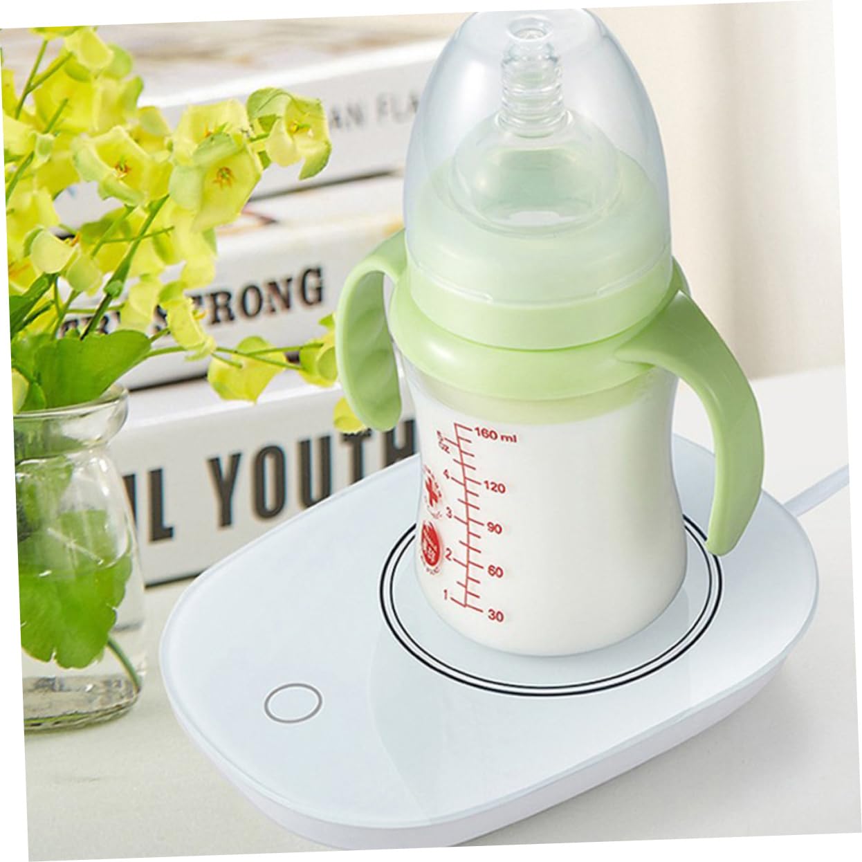 Mikinona 1Pc Coffee Mug Warmer Heating Coaster for Hot Beverages White Electric Milk Warmer Splash Design Present for Coffee Lovers Office Use