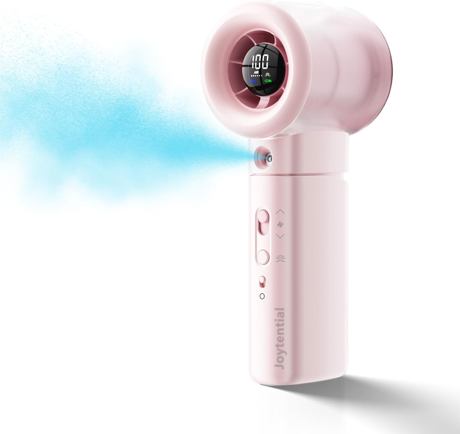 Portable Misting Fan Handheld, Turbo Mist Hand Fan USB Rechargeable with Digital Display, Powerful Spray Personal Fan for Travel, Outdoor, Beach Vacation, Pink