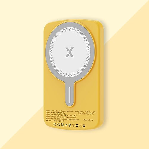 X Slim A - Banco de energía inalámbrico, 5000 mAh, ultrafino, diseño de carcasa de plástico con acabado de aceite de goma de 0.39 pulgadas,