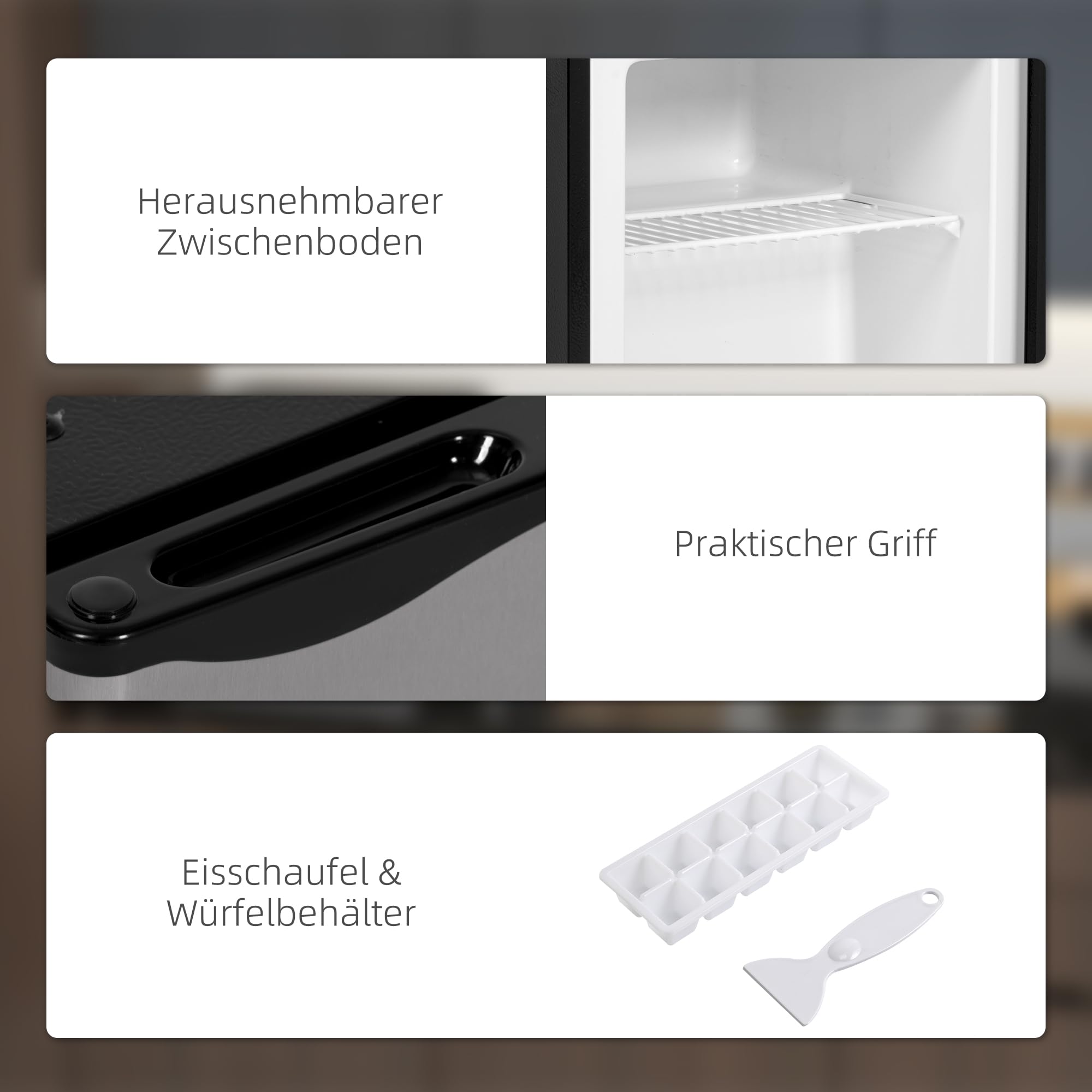 HOMCOM Mini-Gefrierschrank 35 L Gefrierbox elektrisch freistehend 45 W Mini Gefriertruhe Minikühlschrank 41dB -14 bis -24℃ 5-stufige Temperaturregelung 47 x 44,2 x 48,8 cm Silber