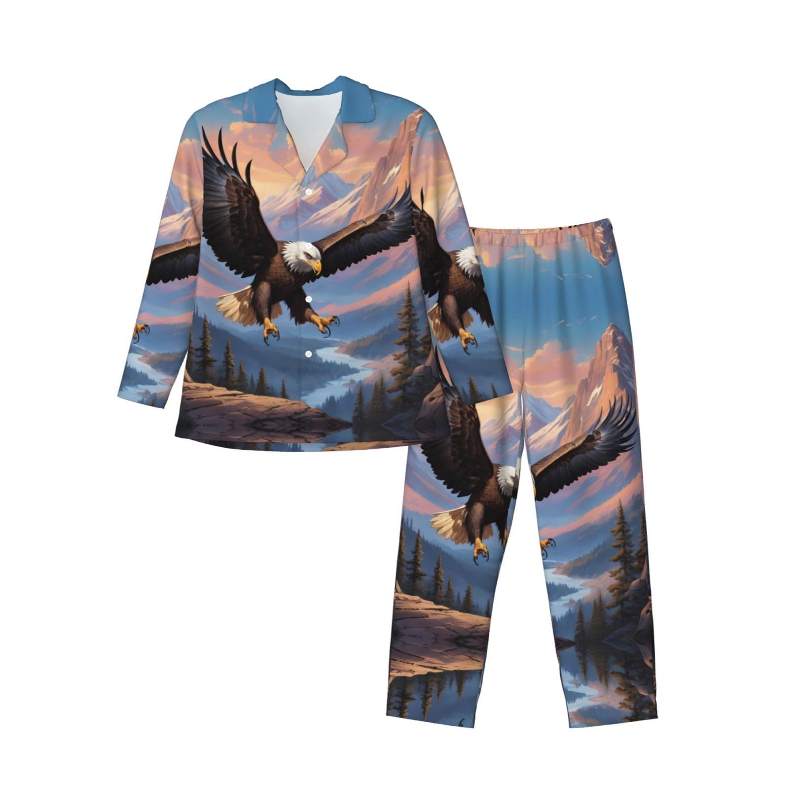 Soaring Eagle Ensemble pyjama à manches longues pour homme avec poches latérales pratiques