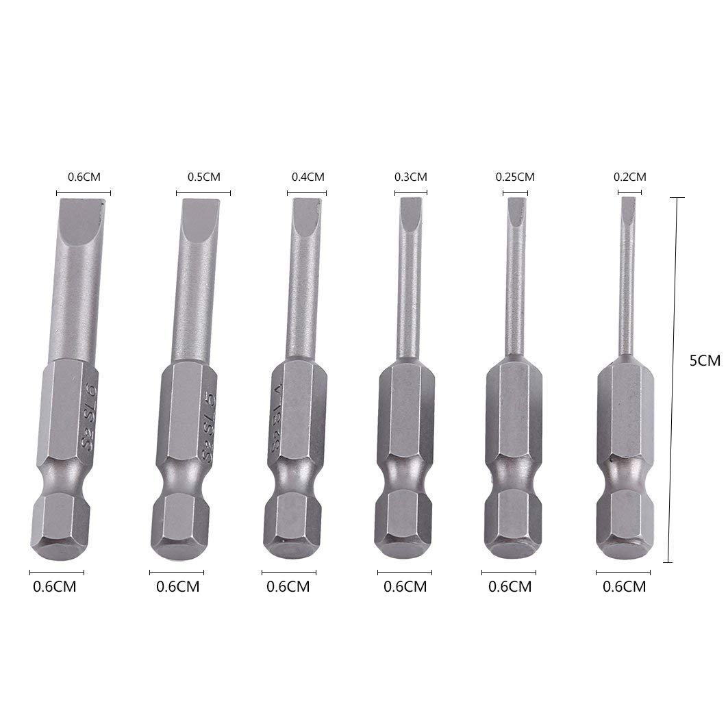 6 Pz 50mm Punte per Cacciavite con Intaglio Codolo Esagonale S2 Lega Testa Piatta Punta Magnetica