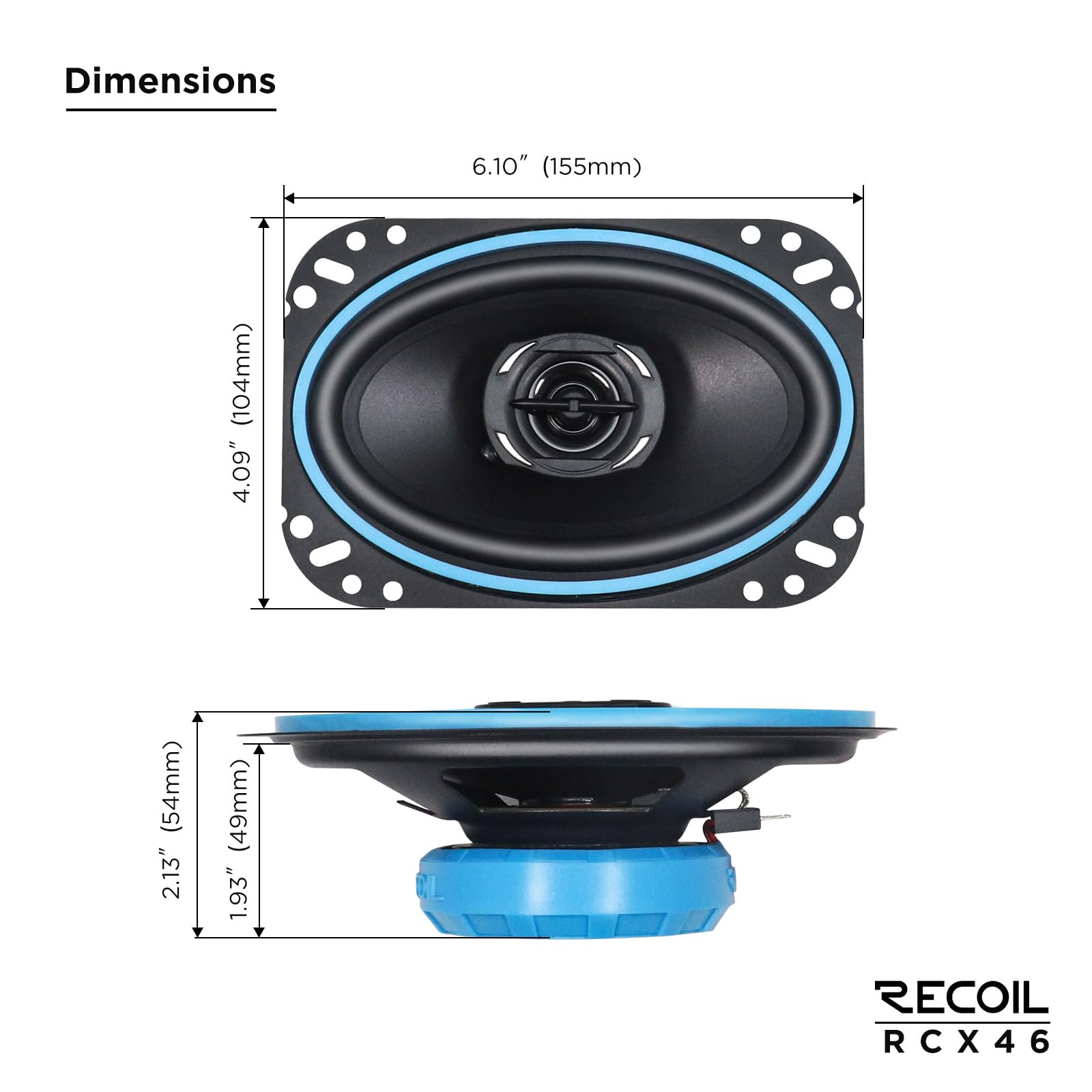 RECOIL RCX-46 Altavoces Coaxiales Coche 2 Vías 10x15cm (4x6) Par