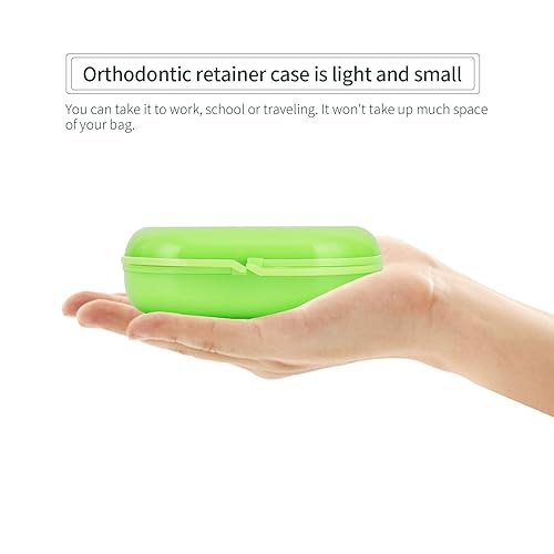 Miniatura 6 de Estuche retenedor de dentadura para boquilla de ortodoncia, caja de almacenamiento transparente con orificios de ventilación, color verde, ligero y