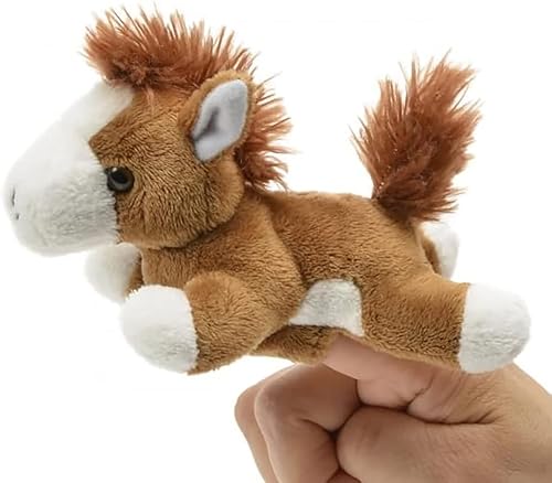 Unipak 1155HSP - Marioneta de dedo de peluche con caballo manchado, longitud de 5 pulgadas