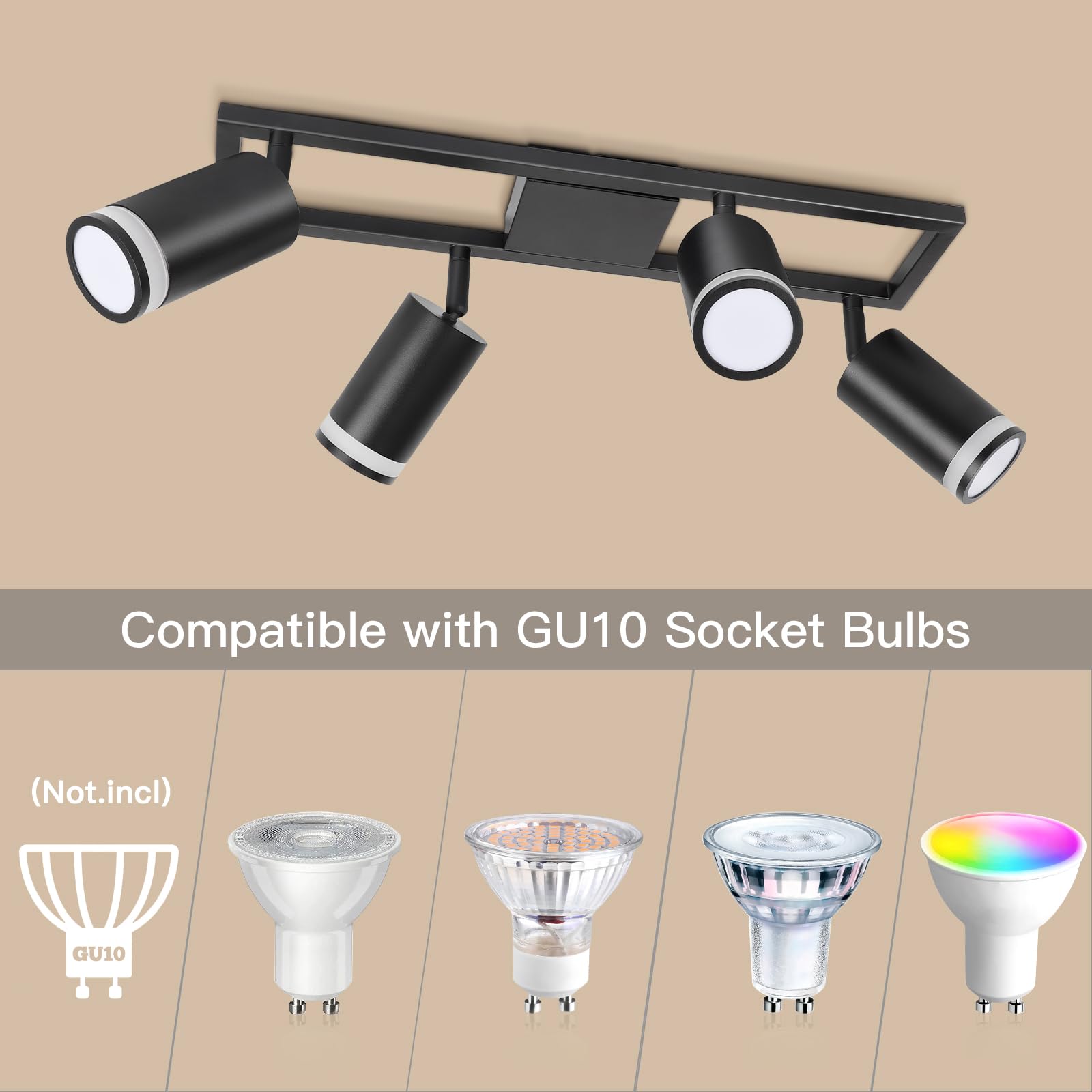Dehobo Lampada Faretti LED da Soffitto Orientabili, Faretti da Parete Interno GU10 Nero, Moderna Plafoniera 3 Luce, Parete Interno per Barra Cameretta Cucina, Senza Lampadina