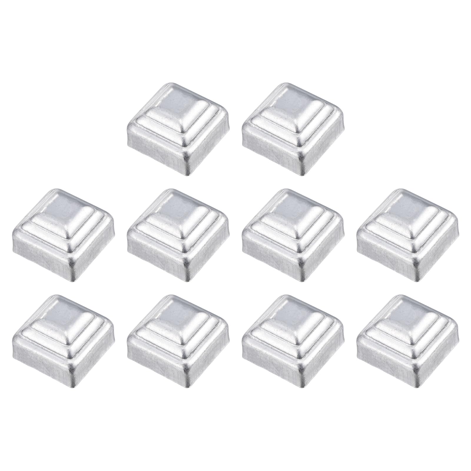 sourcing map 10Pcs Fence Post Cap Fit 1.2" x 1.2" OD Pipe, Galvanized Steel Deck Post Cover Square Decking Caps for Mailbox Outdoor Chain Link Wood/Metal Fence Deck Railing, Silver