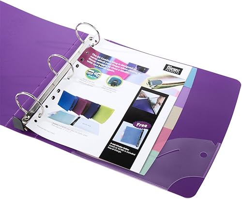 Miniatura 4 de Filexec Ez Comfort 50152-6474 - Carpeta de 3 anillos con capacidad de 2 pulgadas, 5 separadores con pestañas, opaca, tamaño carta, paquete de 4,