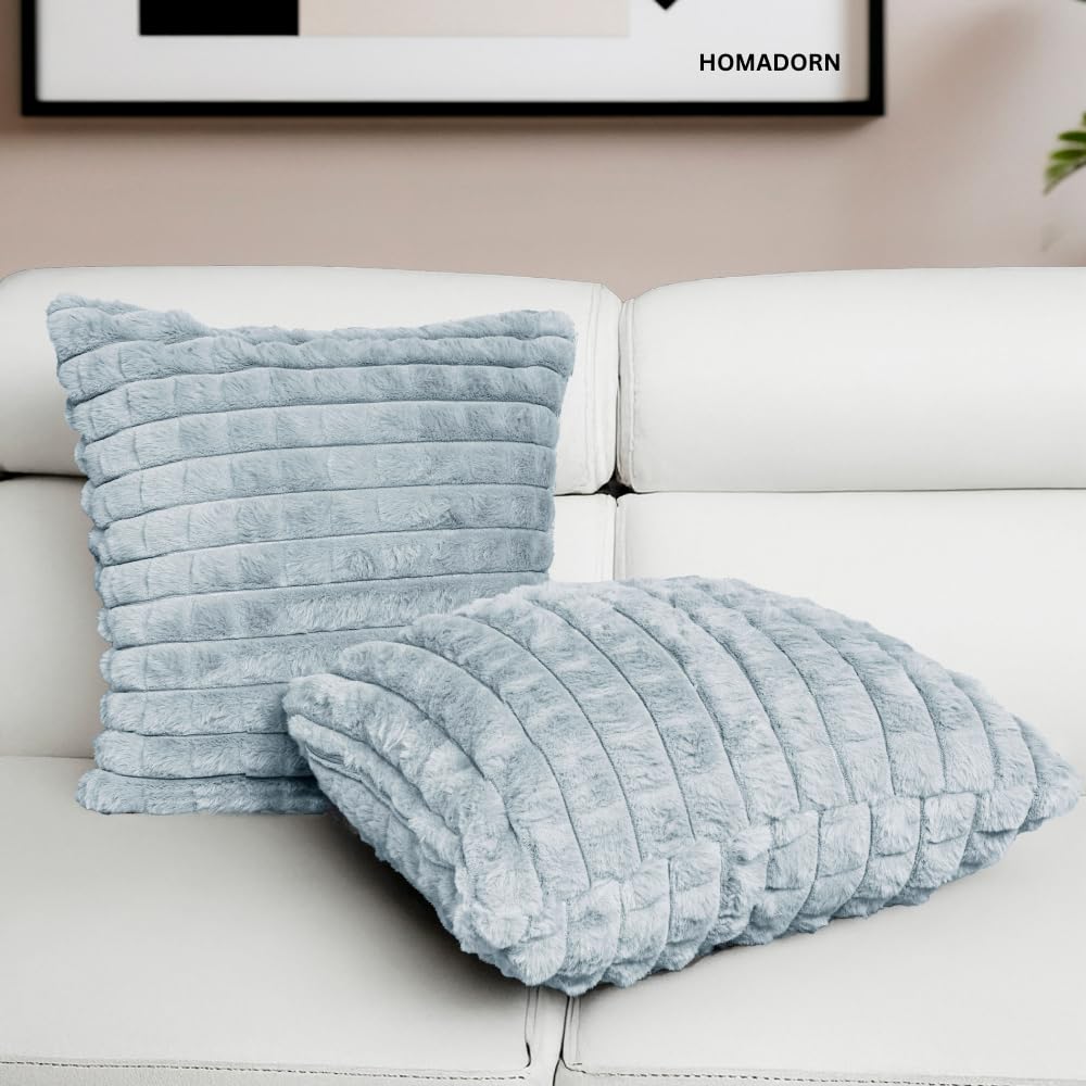 HOMADORN Luxury Plush Fur Reversible Cushion Cover Ultra Soft & Cozy (Pack of 2)-image-40