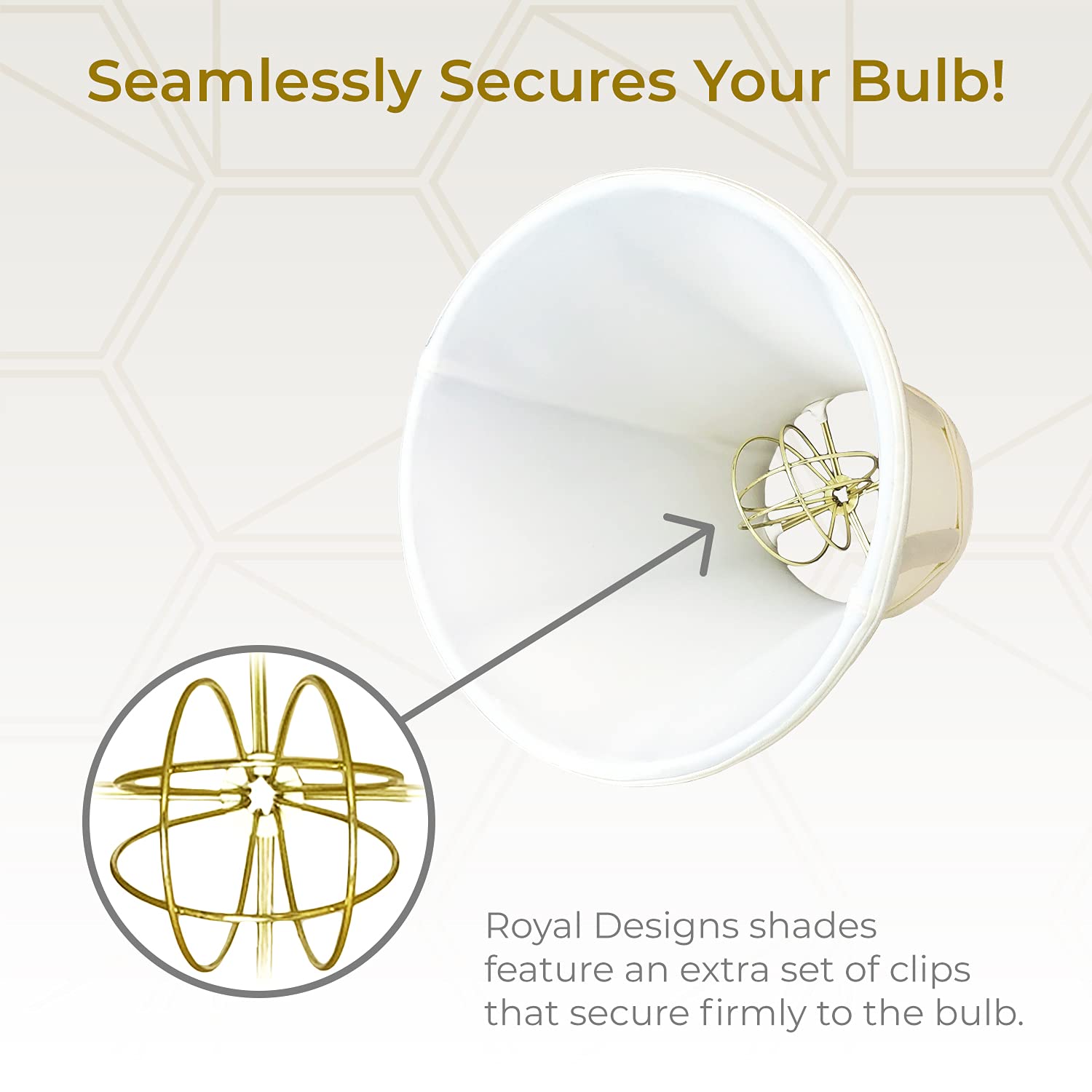 Royal Designs - Pantalla de lámpara True Bell con clip redondo, cáscara de huevo, 3.75 x 7 x 6.75 pulgadas (BSO-704RC-7EG)