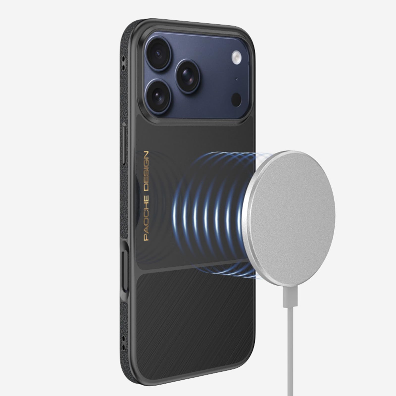 Magnetisch Hülle für iPhone 17 Pro Max/17 Pro/17, Leichte Luxus Gefrostet rutschfeste Schutzhülle Unterstützt Drahtlose Aufladung Handyhülle,Schwarz,17