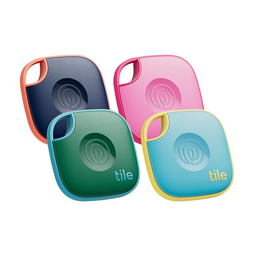 Tile by Life360 Mate - Bluetooth Tracker, Keys Finder and Item Locator for Keys, Bags and More. Phone Finder. Both iOS and Android Compatible. 4-Pack (Colors) - 4-Pack - Multi