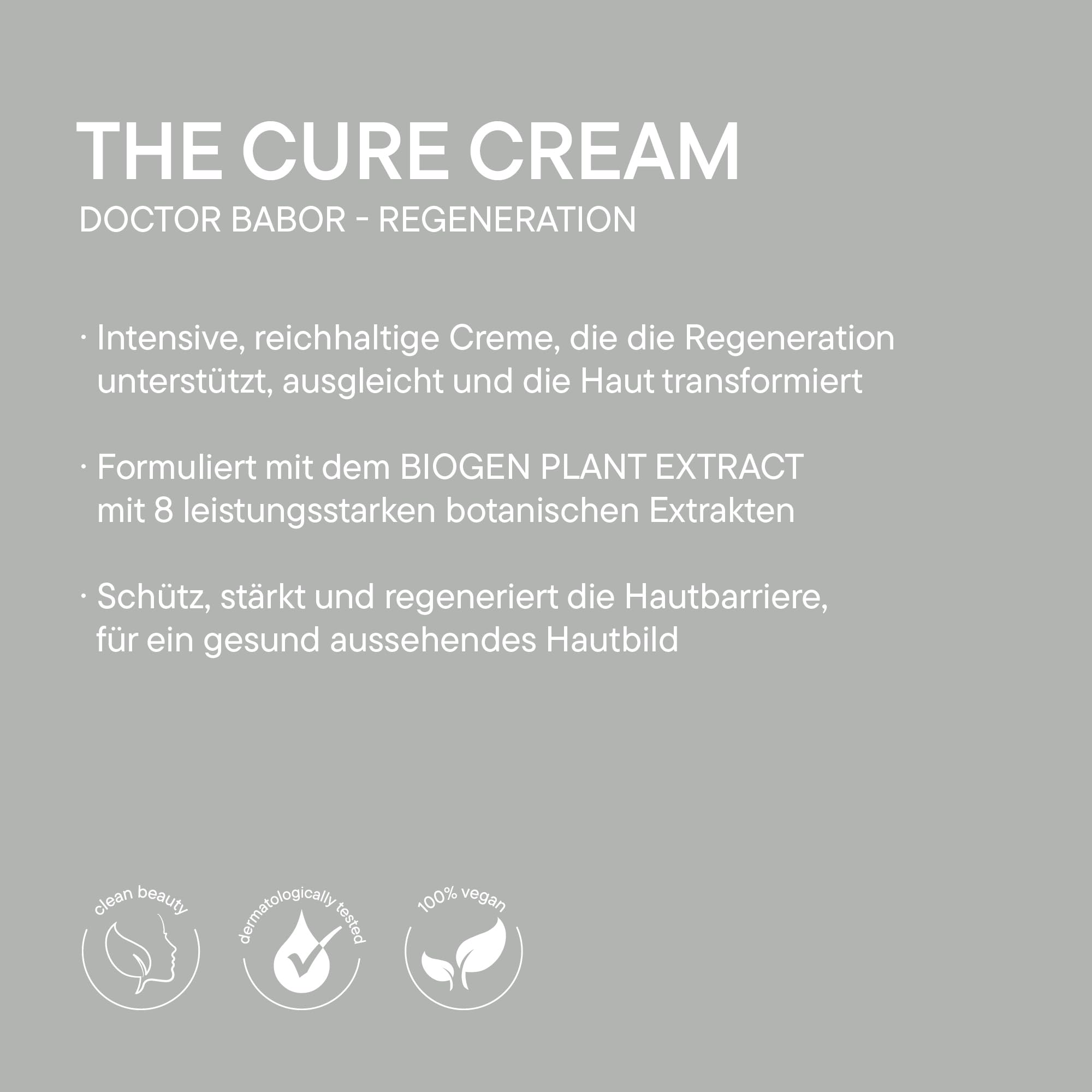 DOCTOR BABOR Regeneration The Cure Cream Revitalisierende Gesichtspflege 15% BIOGEN PLANT Extrakt 50ml