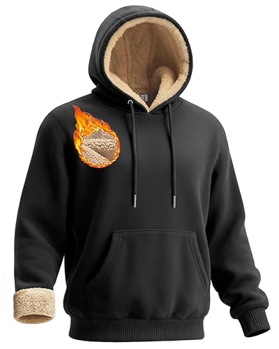 Boladeci Men's Sherpa Lined Hoodie Sweatshirts Heavy Fleece Cotton for