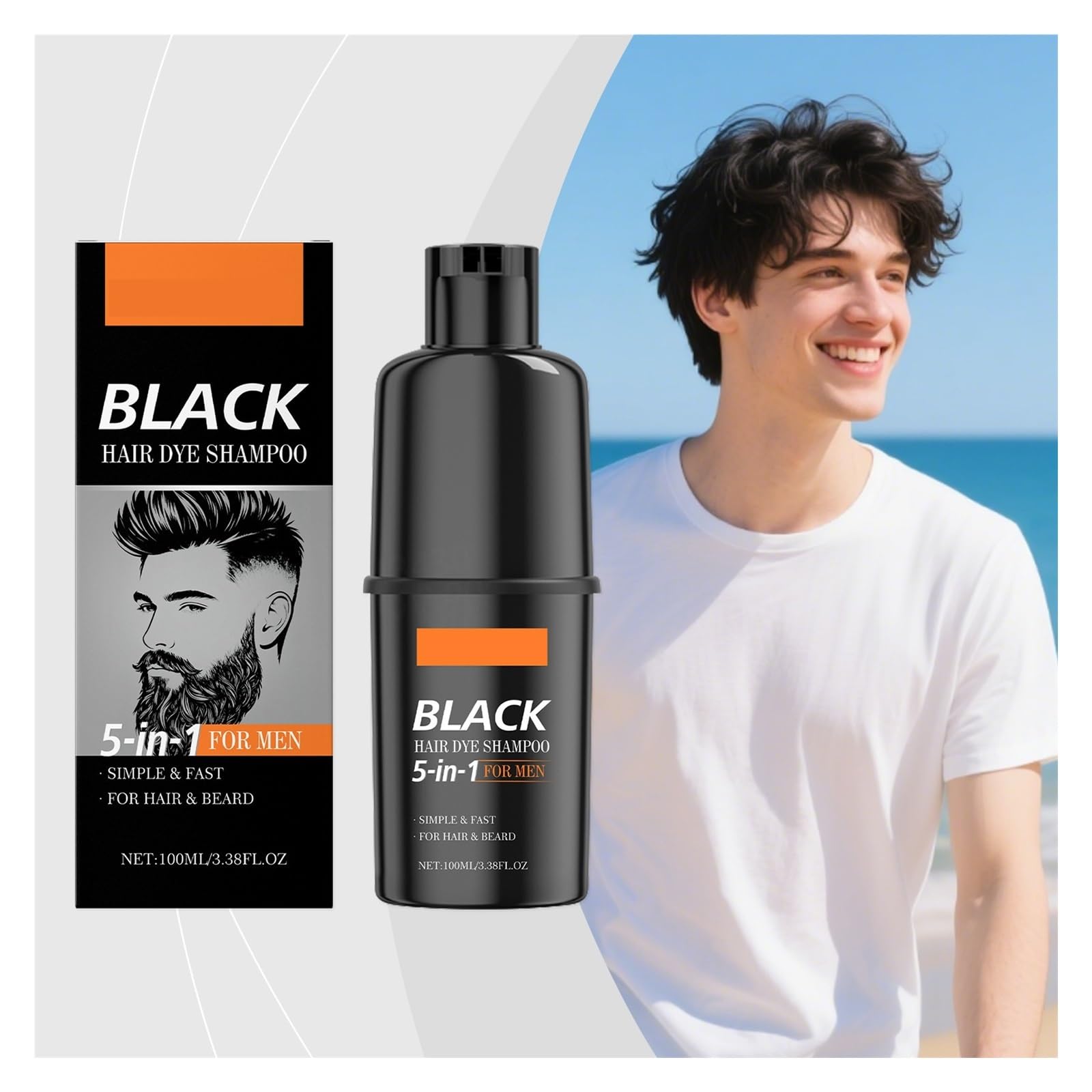 Herren-Haarfärbeshampoo Schwarz