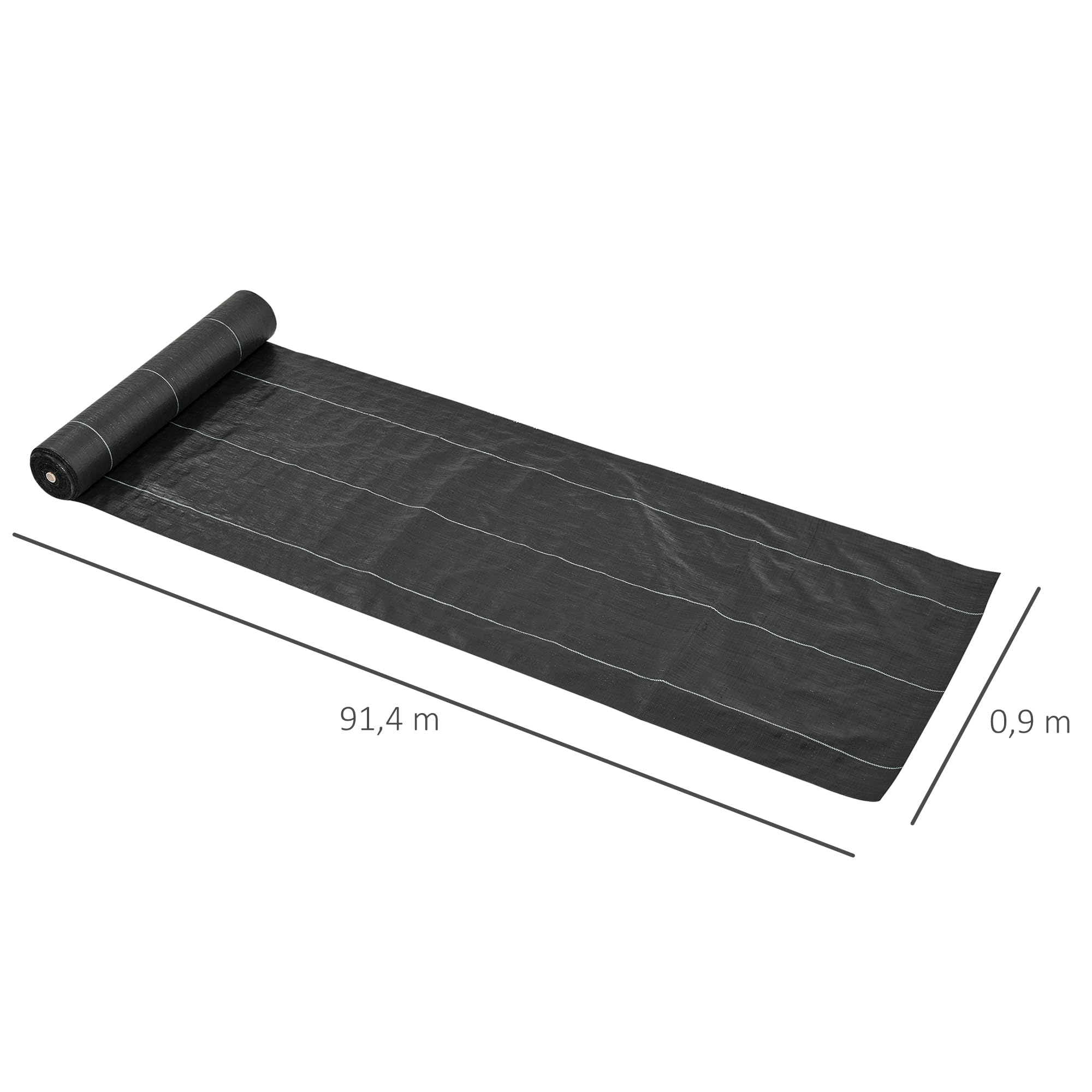 Outsunny Płótno do mulczowania, ochrona przed chwastami, ochrona przed chwastami, 130 g/m², odporna na rozerwanie, wodoodporna, odporna na działanie promieni UV, 92 l x 1 l, kolor czarny, zielony