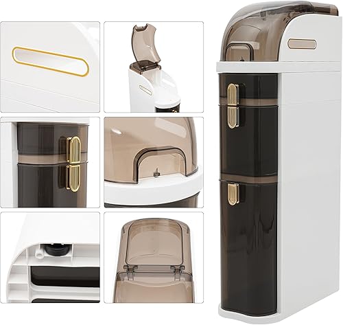 Miniatura 7 de CNCEST Armario de almacenamiento de 16.1 x 7 x 30.7 pulgadas con 3 cajones, armario de almacenamiento de baño independiente semitransparente para