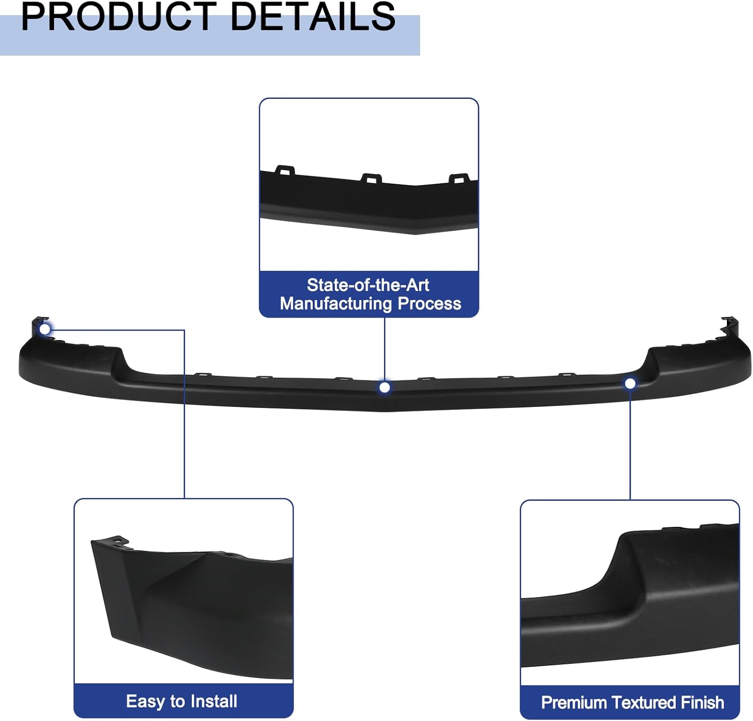 Front Upper Bumper Cover Fit for Chevy Silverado 1500 2014 2015 Pickup Bumper Replacement for GM1014112C Blask Plastic no Fog Lamps cut-outs and without sensor holes