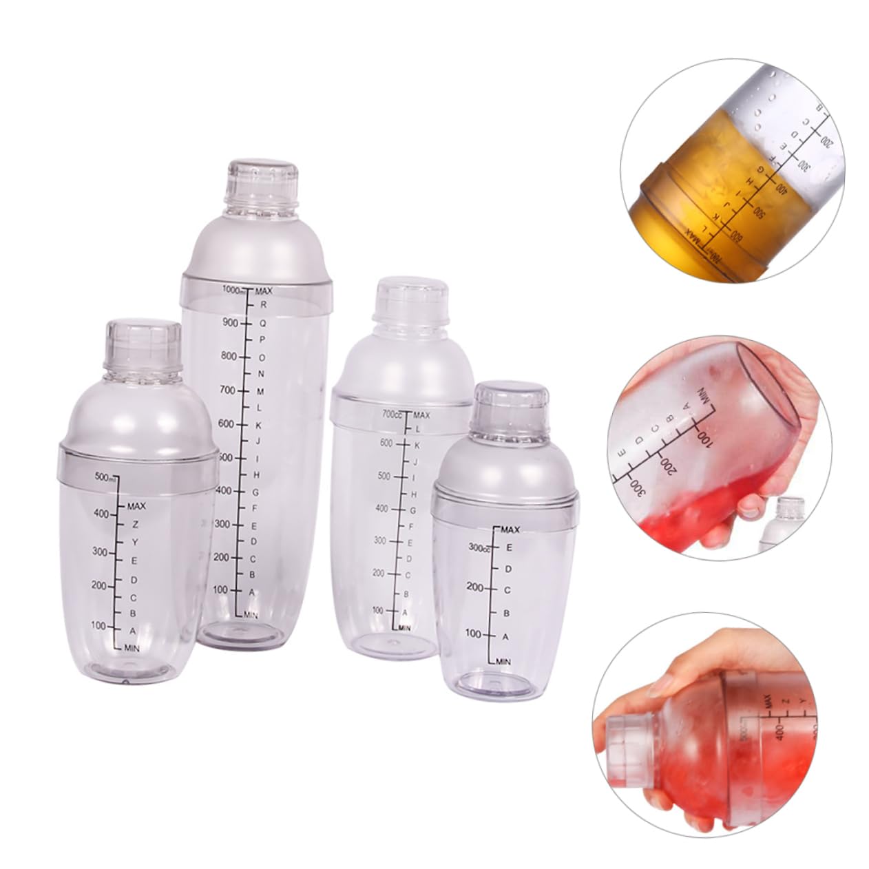4 Pezzi Shaker per Cocktail Trasparente Misuratorper Bevande con Scala per Mixare Cocktail Vino e Bevande