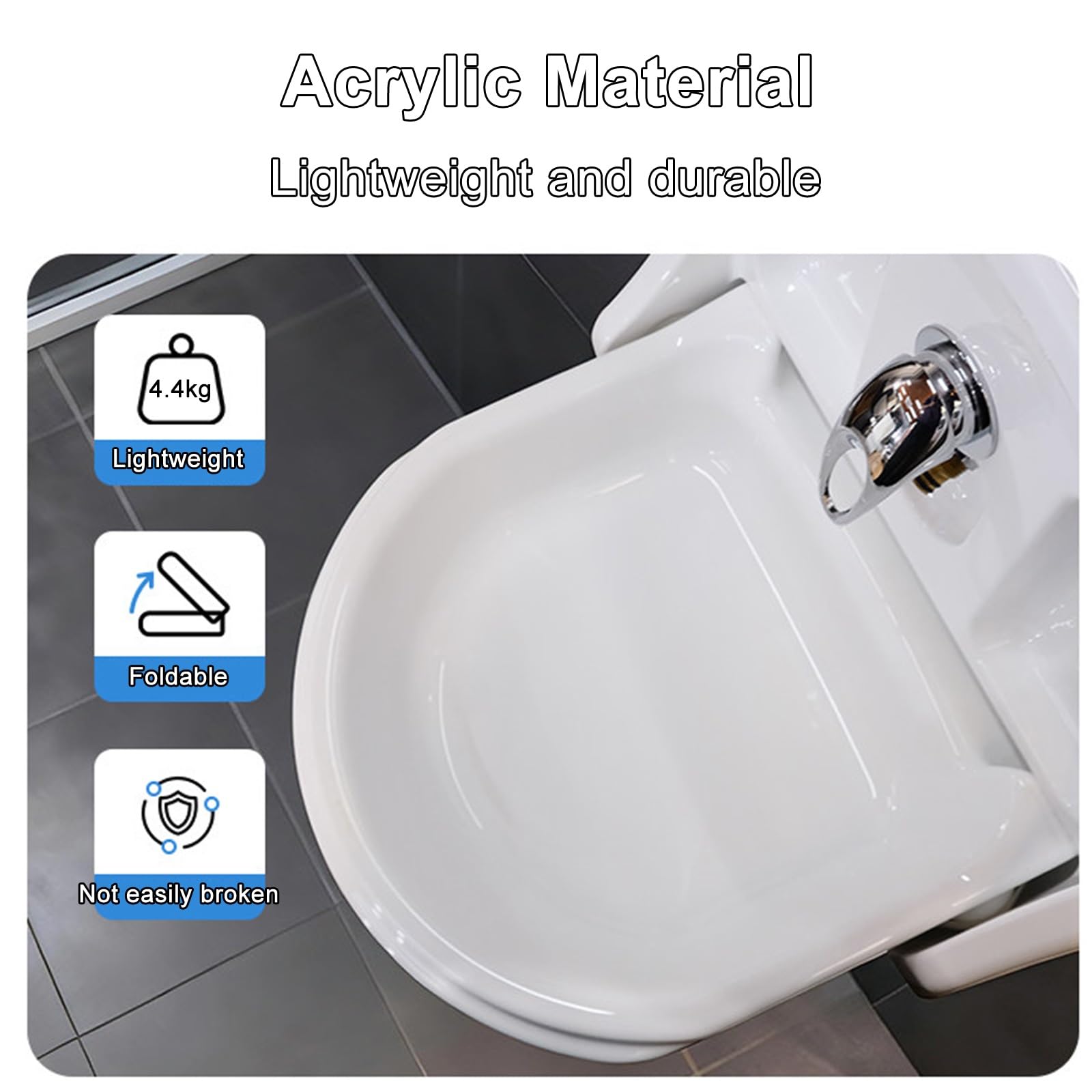 Plegable Fregadero Camper Montaje en Pared Fregadero con Accesorios de Instalación, Material Acrílico, para Remolques Yates Furgonetas Camper