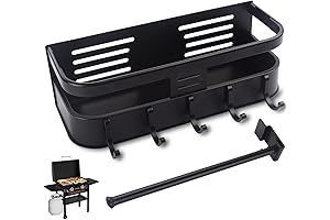 Magnetic Griddle Grill Caddy Organizer No-Installation - Durable Aluminum BBQ Storage for...