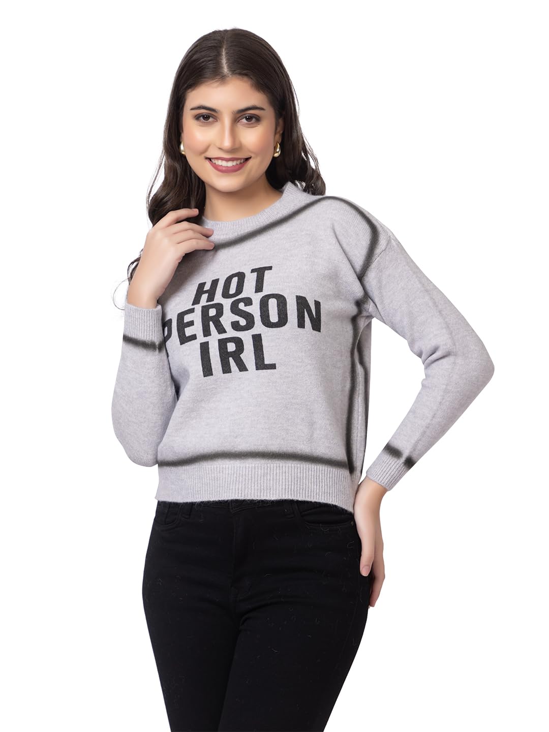 gfo Fancy Letter Printed Woollen Top Type Sweaters for Women-picture-25