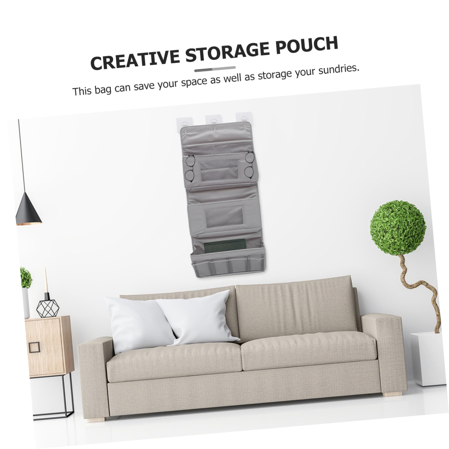 BESTYASH Sacchetti Stoccaggio Da Appendere in Tessuto Grigio Con Ganci Senza Organizer Multiuso Salvaspazio Per Armadio Portaoggetti Camera e Ufficio Strati Durevoli e Facili Da Pulire