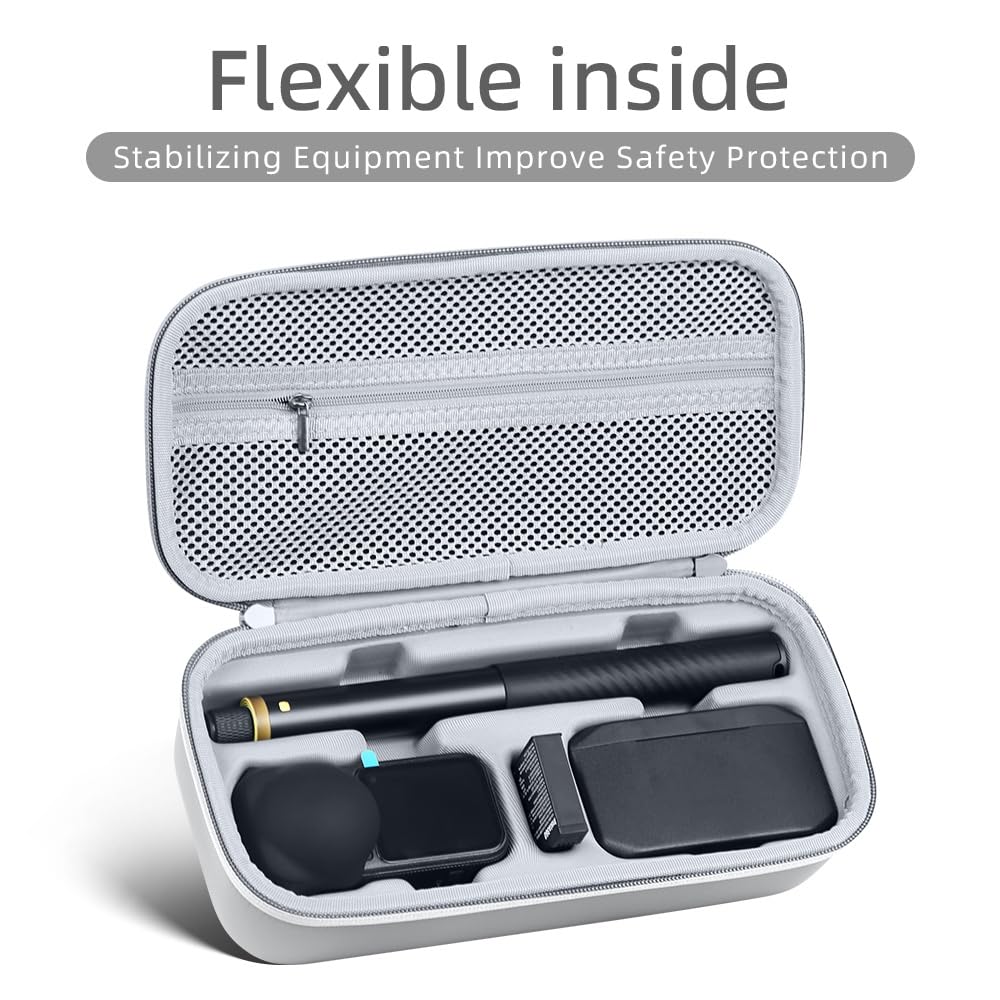 Generico Borsa porta fotocamera antipolvere per Insta360 X6, custodia rigida protettiva impermeabile con tracolla(Grigio)