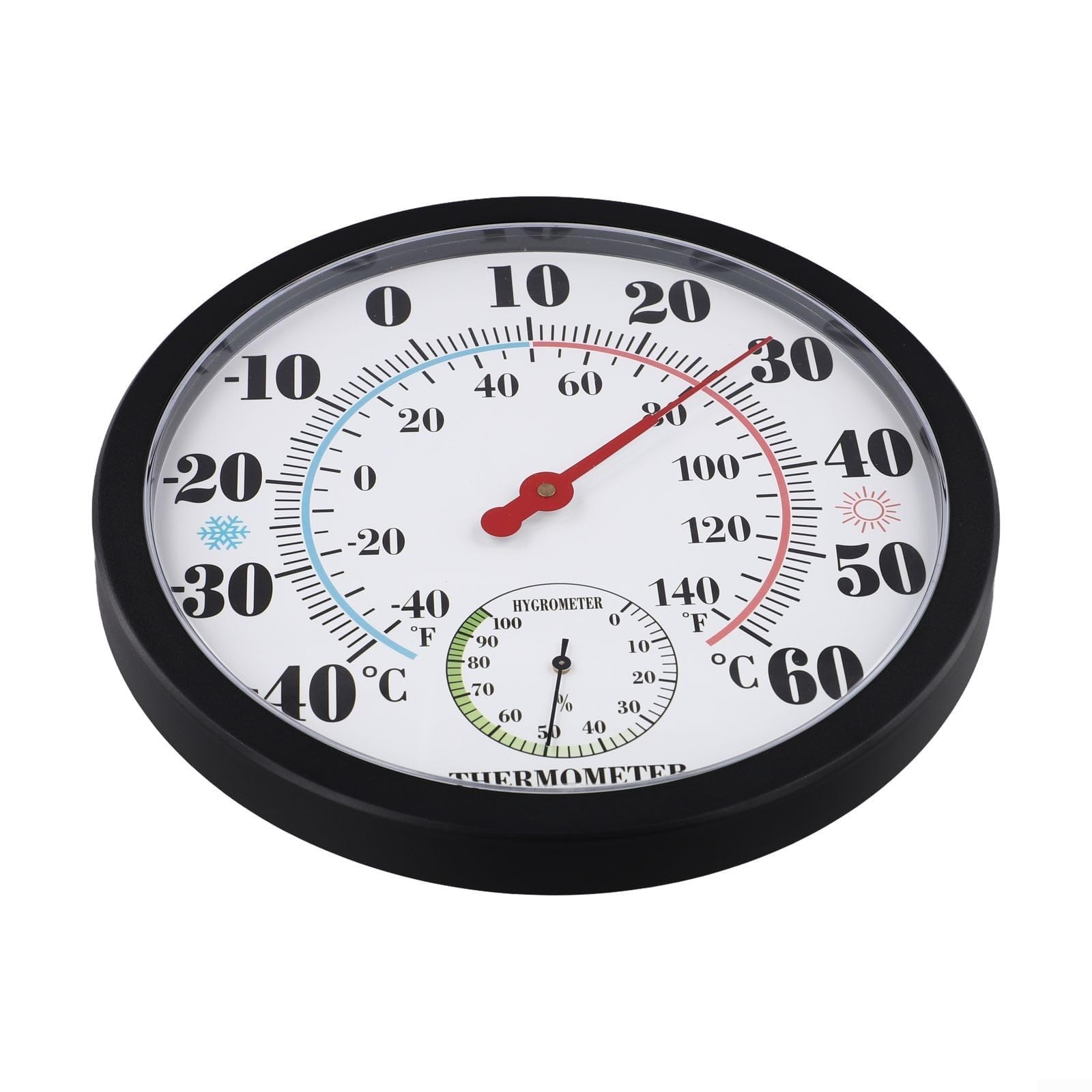 Mechanical Wall Thermometer and Hygrometer for Outdoor Use, Suitable for Hanging on Walls of Balconies, Gardens, Terraces, and Greenhouses