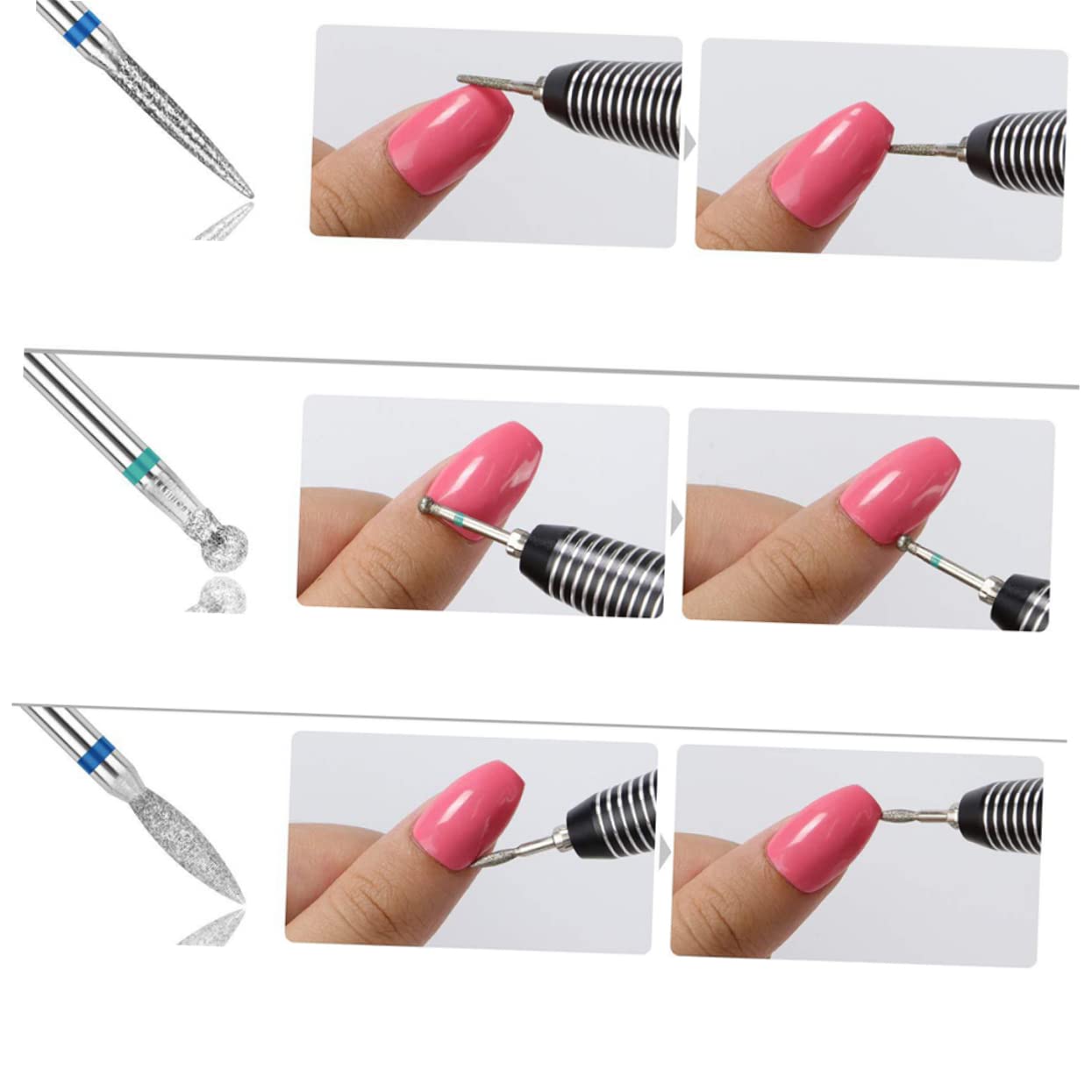 Beavorty 2 Juegos Juego De Brocas Para Uñas Kit De Brocas Para Quitar Cutículas De Diamante Trozo De Cutícula Cabezales De Pulido De Uñas Pulidora Agente De Mudanzas Acero De Tungsteno