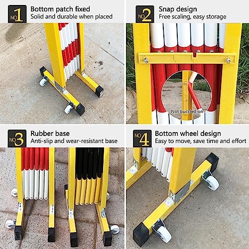 Expandable Mobile Barricade, Industrial Parking Security Traffic Barrier, Road Garage Retractable Driveway Fence Folding Portable Scissor Gate (Color : Red+White, Size : 3.9FTx9.8F image 5