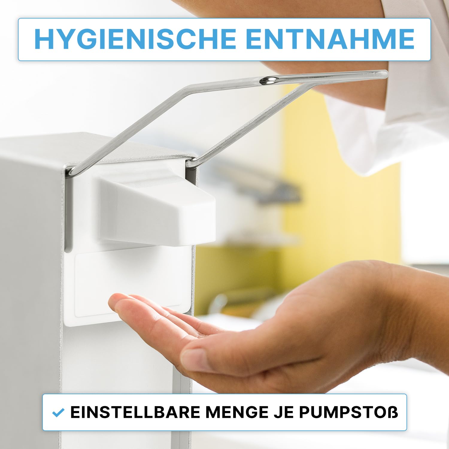 2X ARNOMED® Desinfektionsspender Alu mit Tropfschale, Seifenspender 500ml | Seifenspender zur Wandbefestigung mit kurzem Armhebel, Eurospender für Desinfektionsmittel, Soap Dispenser, Spender