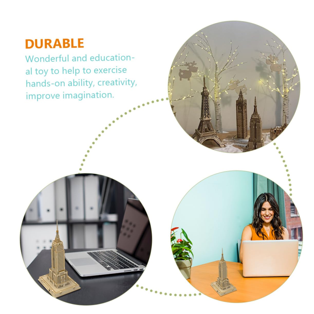 Puzzle Éducatif 3D et Présent en Bois Basswood Modèle de Gratte-Ciel DIY Créativité Améliorée, Décoration Unique pour Garçon et Filles