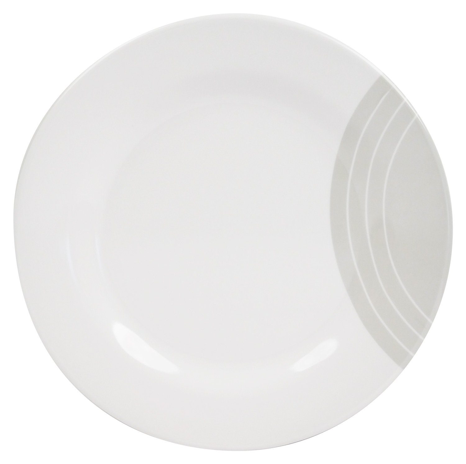 100% Melamin Geschirr Circle elfenbeinweiß/grau/rund - Set 16-Teilig 4 Personen - Outdoor Picknick Camping Spülmaschinenfest