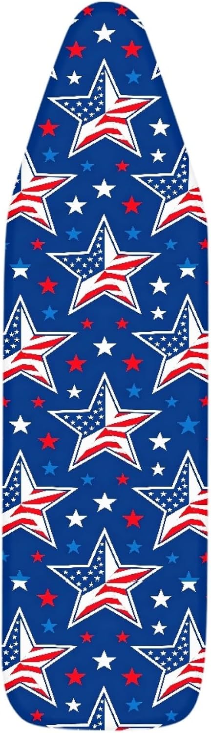 4th of July Ironing Board Cover, 16"x55" Standard Ironing Board Cover with Elastic Edge and Hook and Loop Fasteners, Scorch & Stain Resistant, Polyester Home Ironing Board Covers, Stripe Glory
