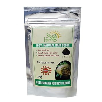 Herbins herbal henna for hair, natural hair color for hair growth - Brown, 100g