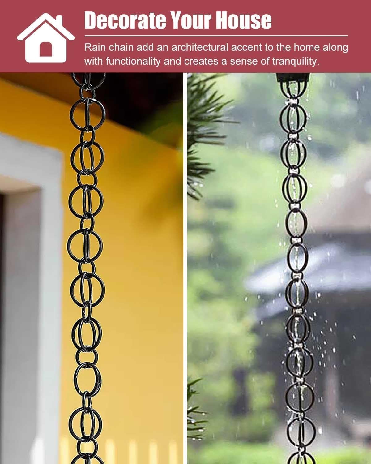 Rain Chains Hanging Rain Chain Rings for Gutters Downspouts, Aluminum Rain Guide Chains for Heavy Rain/Light Rain(1m/3.3ft)