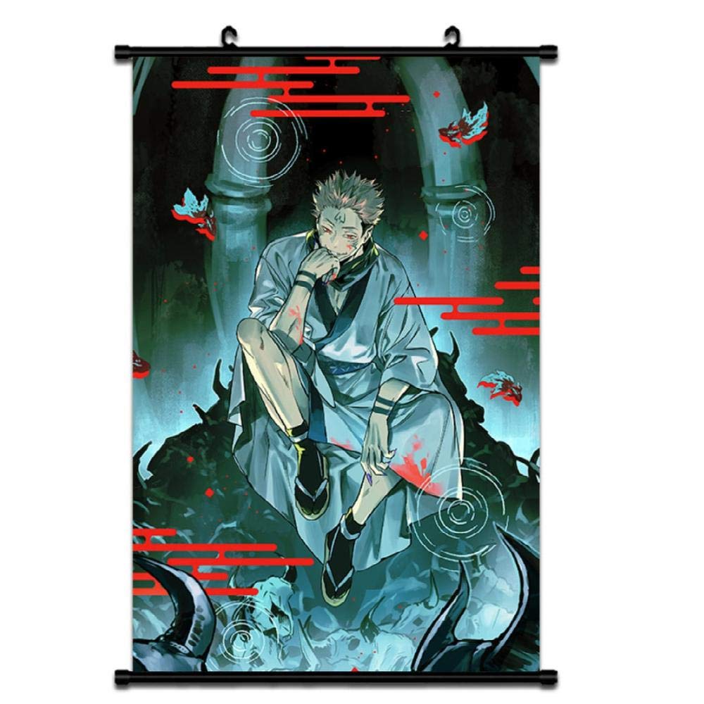 Amazon.co.jp: 呪術廻戦す〜アニメ巻物ポスター繊維布絵画壁画家の装飾