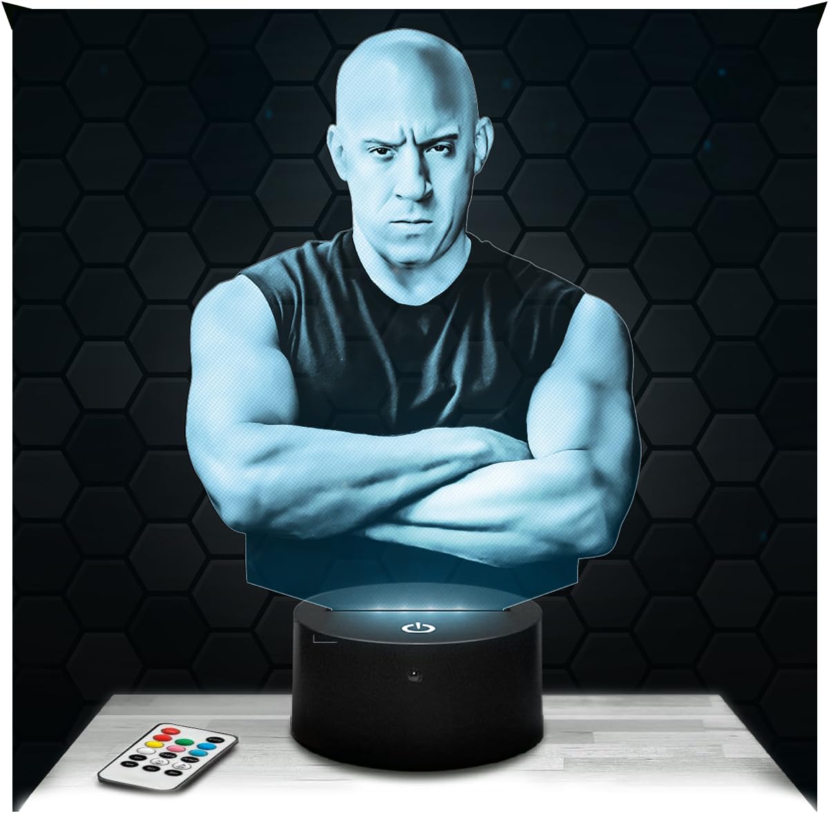 Lampephoto.fr - Vin Diesel Actor 3D Lamp Decoration, Gift idea for Men and Women Vin Diesel Adult Night Light Room Decor, Original Christmas, Gift idea for Men and Women, Gifts Merchandising TOP
