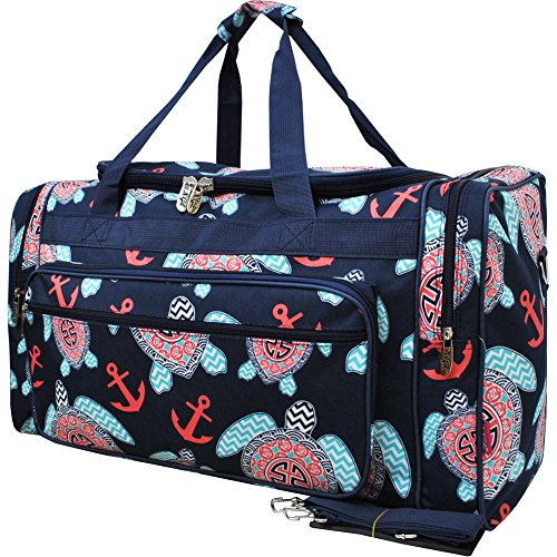 Sea Turtle Anchor Navy/Navy Ngil Canvas Carry On Shoulder 23" Duffle Bag #TOP30