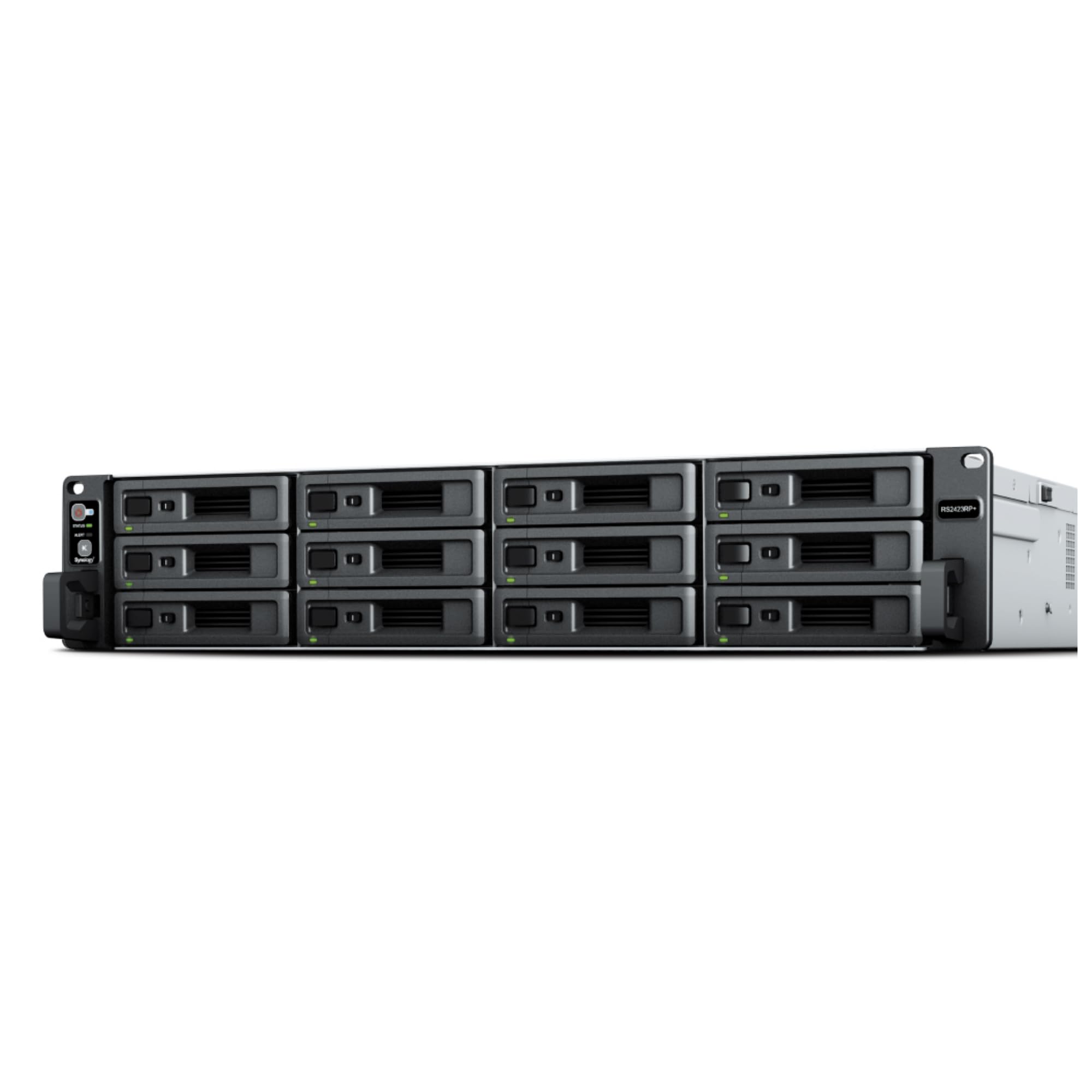 Synology RS2423+ 12-bay/AMD Ryzen V1780B/8GB DDR4/12 x 3.5" Hot-Swap/1x10GbE/2x1GbE/2xUSB 3.2/3Fan/RAID 0.1.5.6.10.Hybrid/3Y