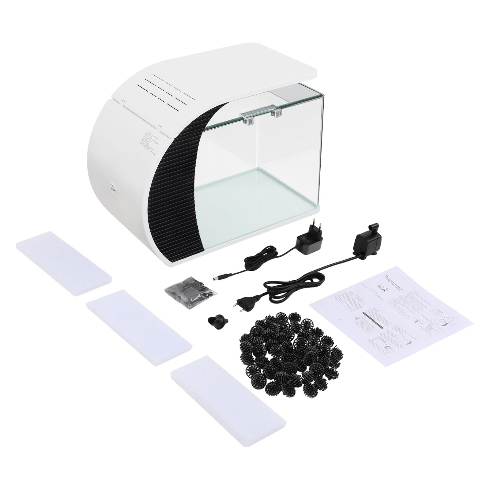 Acquario moderno Nano Acquario da 19 l, 3,2 W, con 4 colori di illuminazione a LED, silenzioso da tavolo con pompa, filtraggio e ossigenazione e circolazione, altezza max: 0,6 m, Q.max: 200 l/h