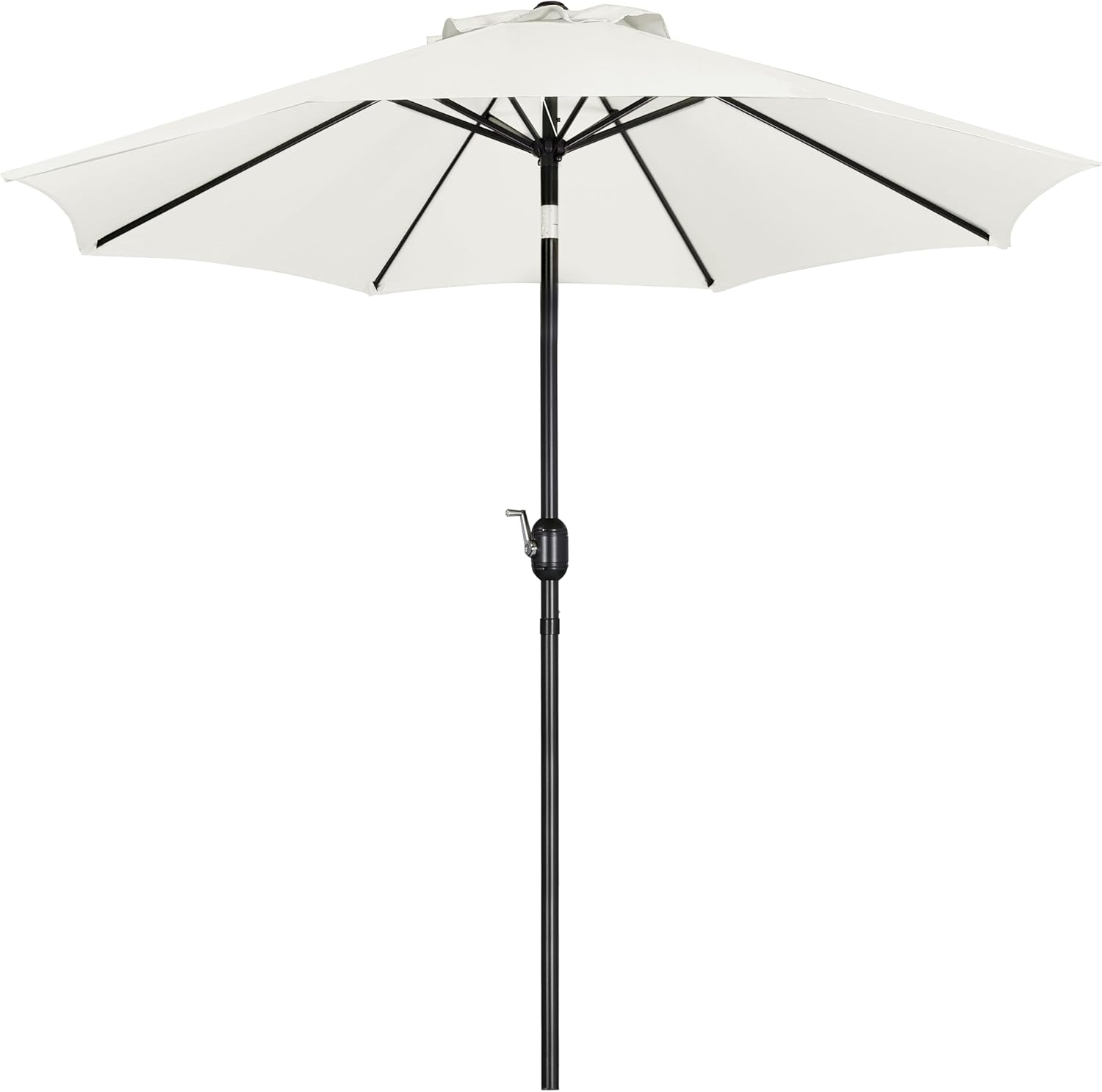 Yaheetech 9' Patio Umbrella, Outdoor Market Table Umbrella, Yard Sun Shade w/Push Button Tilt and Crank, 8 Sturdy Ribs for Garden, Pool, Deck Cream 9FT