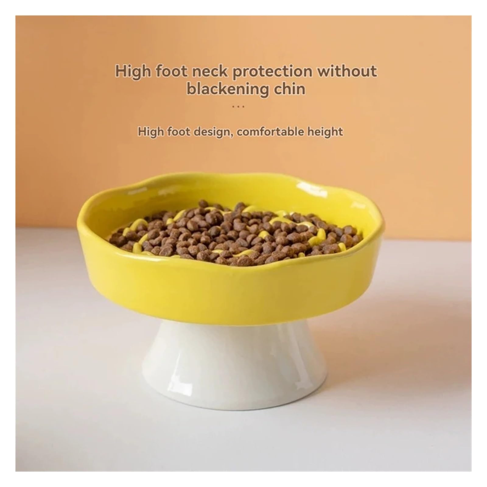 Generisch 1 Stück Keramik-Slow-Food-Napf, hochfüßiger Katzennapf, Nackenschutznapf, Nicht leicht umzustoßen, Anti-Erstickungsnapf for Hunde(High-Footed)