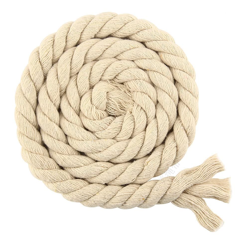 Perlenfaden-Bastelschnur, Baumwoll-Makramee-Seilschnur, Perlenschnur, 1 Meter 20 mm, 3 Anteile gedreht, 100 % bunte Baumwollschnüre, Seil for Tasche, Heimdekoration, DIY-Textilzubehör (Farbe: Rot) ( C