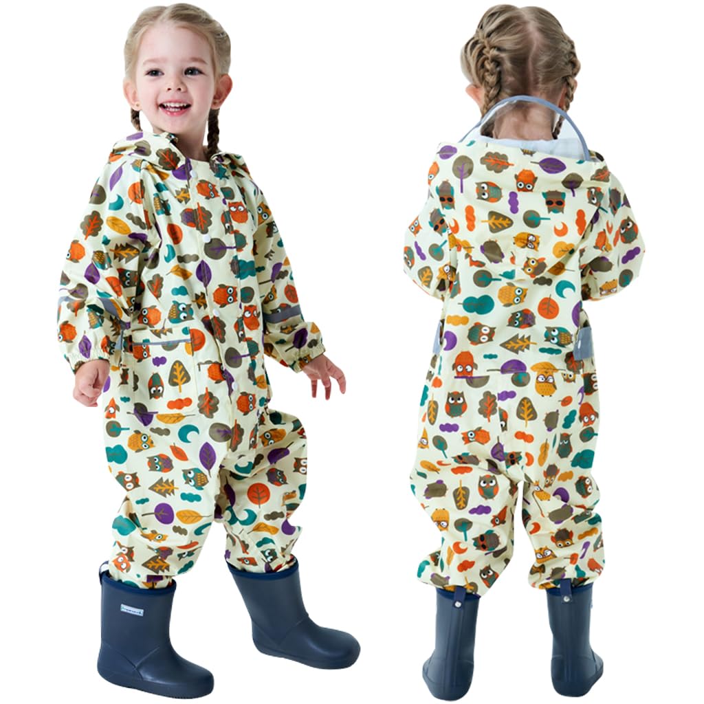 Impermeables para Niñas Niños Chubasqueros Chaquetas Ligero Capa de Lluvia Bebé Encapuchado Mono de Bolsillo Estampados Reflectante Abrigos Impermeables Unisex Niños 1-10 años