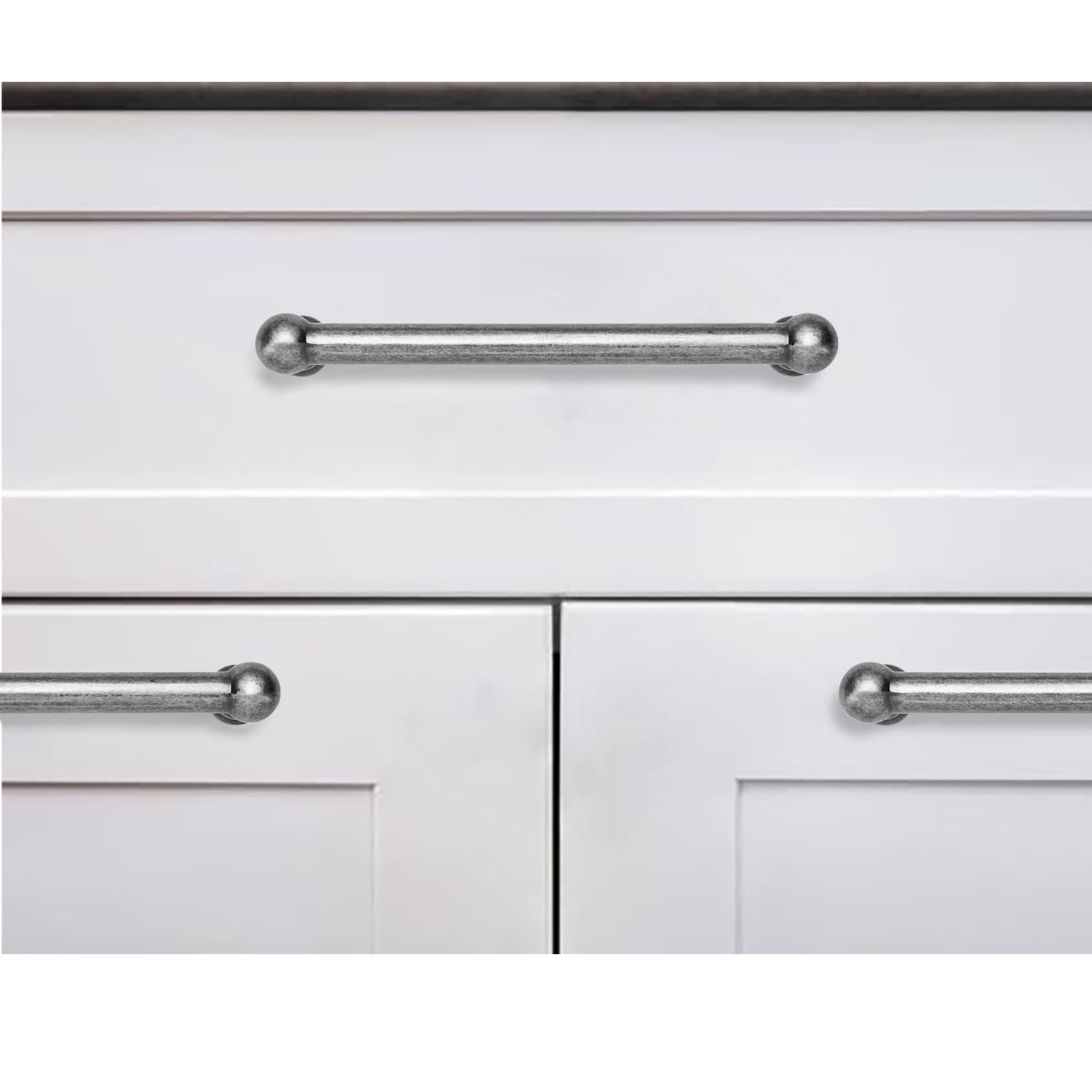 KHTUMEWARE-80309 Antique Pewter Cabinet Pulls CTC 3 in (76 mm) 10-Pack in Antique Pewter — KHTUMEWARE